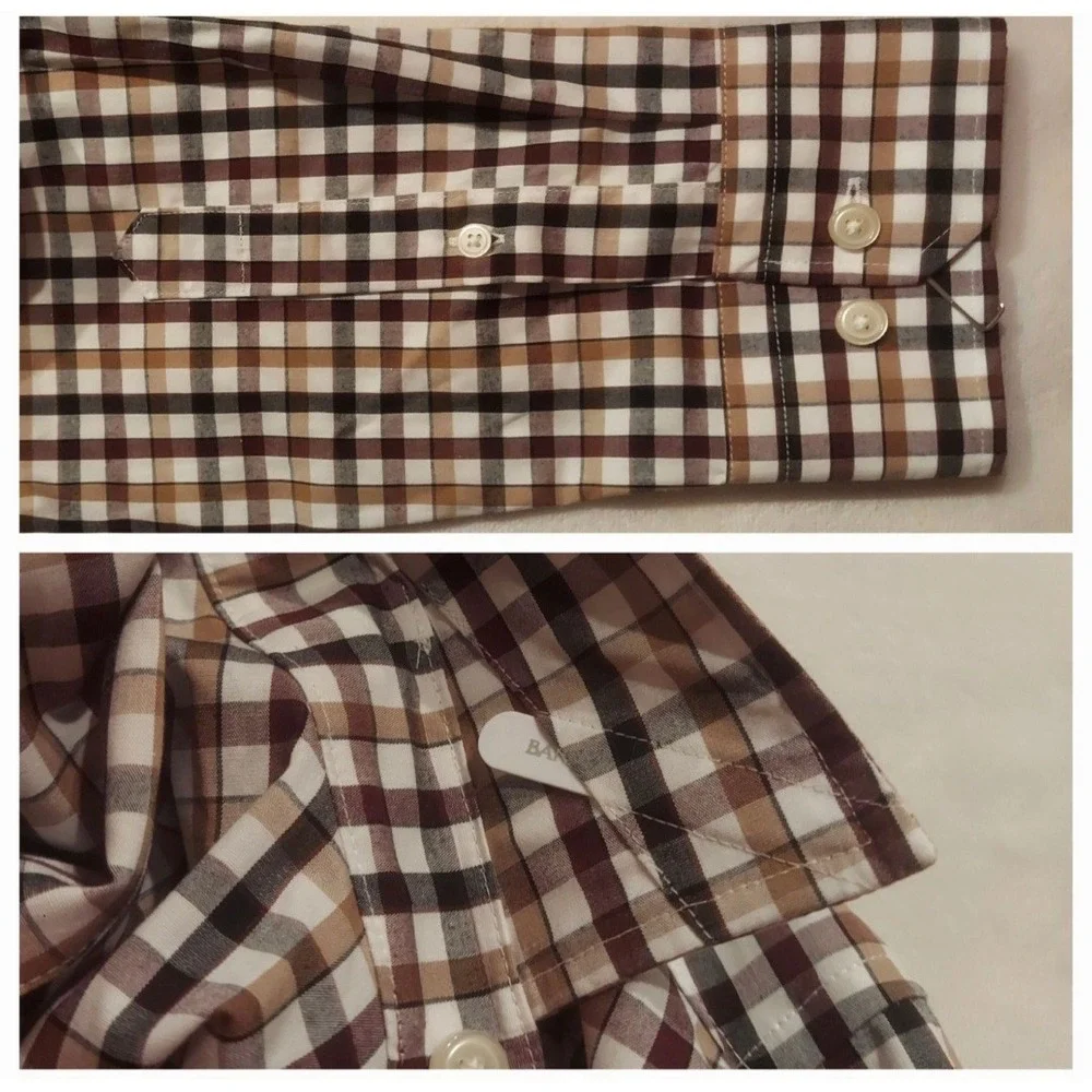 Banana Republic Mens Plaid Athletic Fit LS Dress Shirt Size Medium NWOT